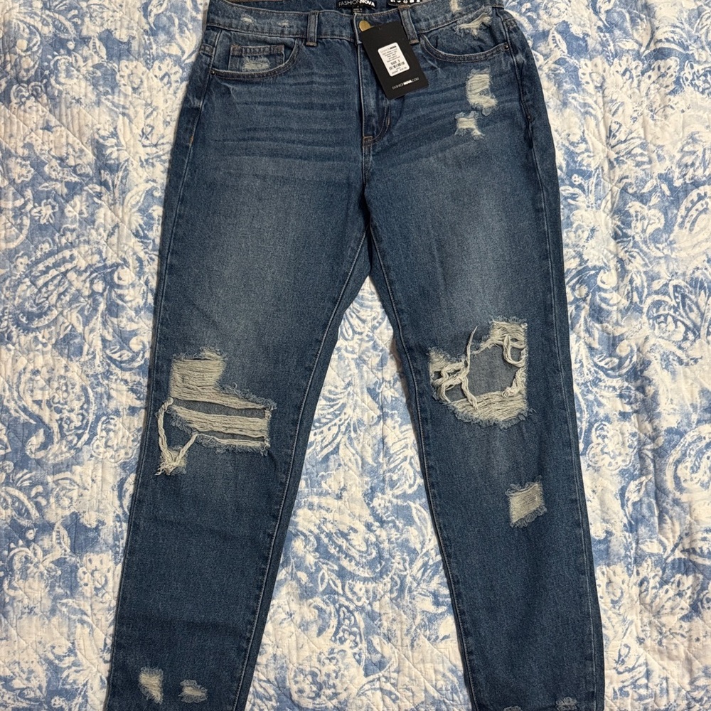 NWT Fashion Nova Distressed Denim Jeans